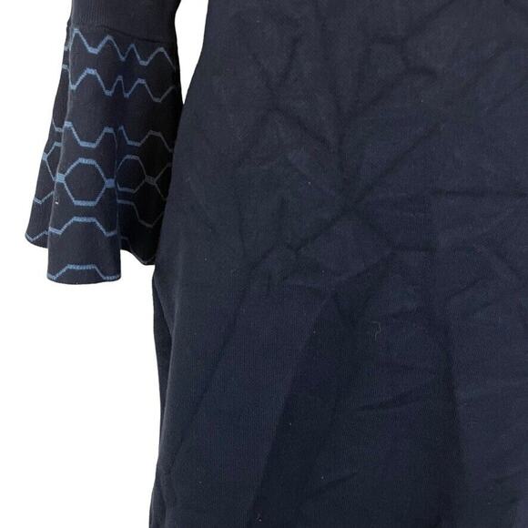 Dressbarn Barn Womens Navy Bell Sleeve Sweater Midi Dress Scalloped Neck sz S - Picture 5 of 16